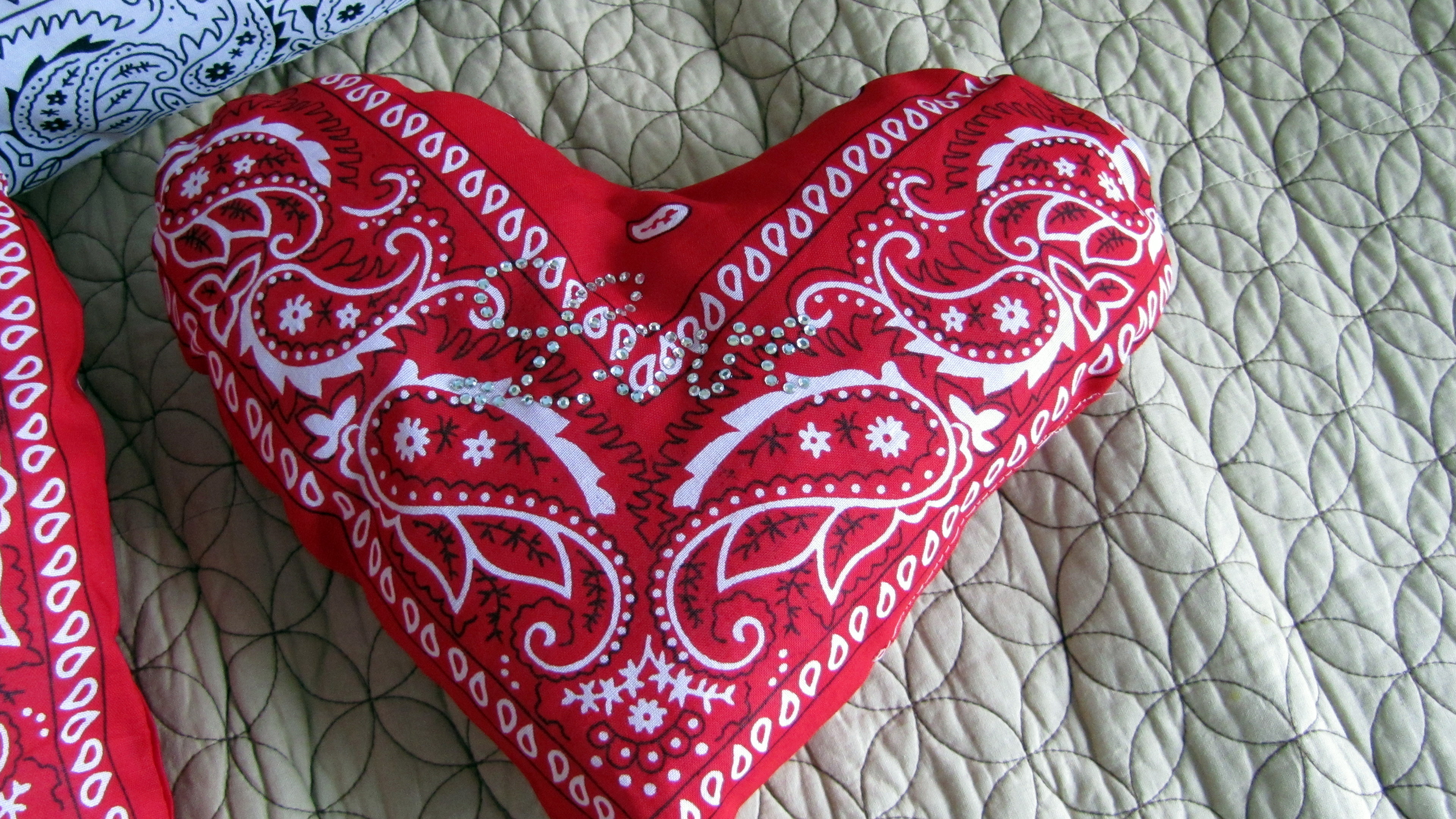 Valentine's Day - Small Heart Shaped Bandanna Toss Pillows - Vicki O ...