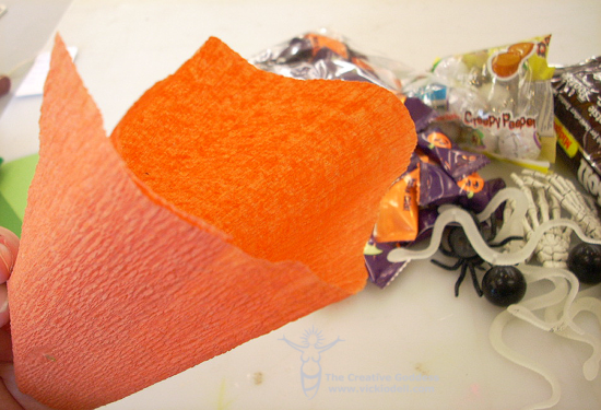 Halloween Crafts - Crepe Paper Pumpkin Treat Holders