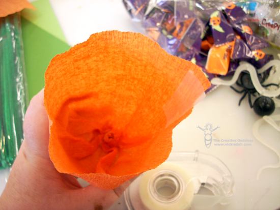 Halloween Crafts - Crepe Paper Pumpkin Treat Holders