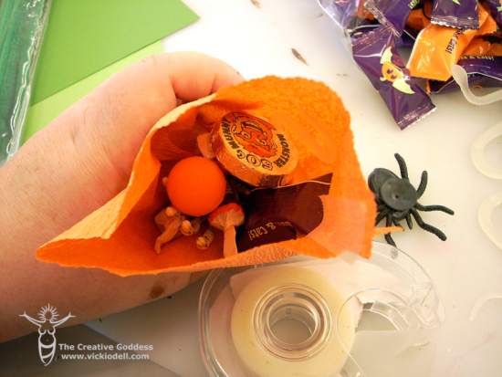 Halloween Crafts - Crepe Paper Pumpkin Treat Holders