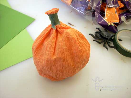 Halloween Crafts - Crepe Paper Pumpkin Treat Holders