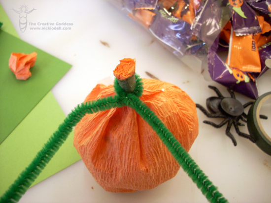 Halloween Crafts - Crepe Paper Pumpkin Treat Holders