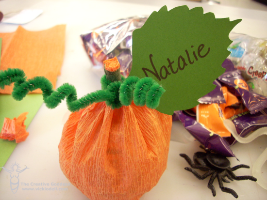 Halloween Crafts - Crepe Paper Pumpkin Treat Holders