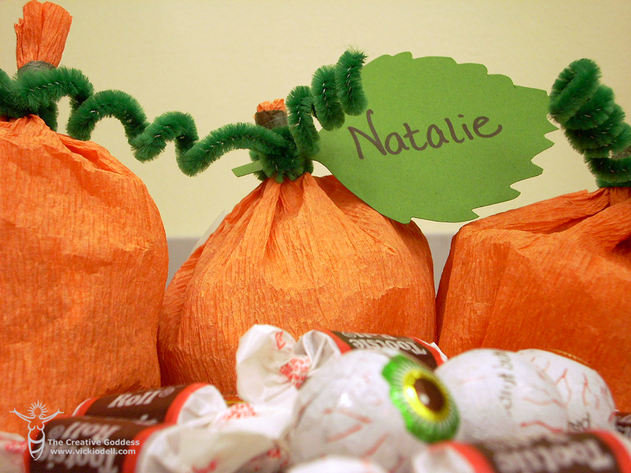 Halloween Crafts - Crepe Paper Pumpkin Treat Holders
