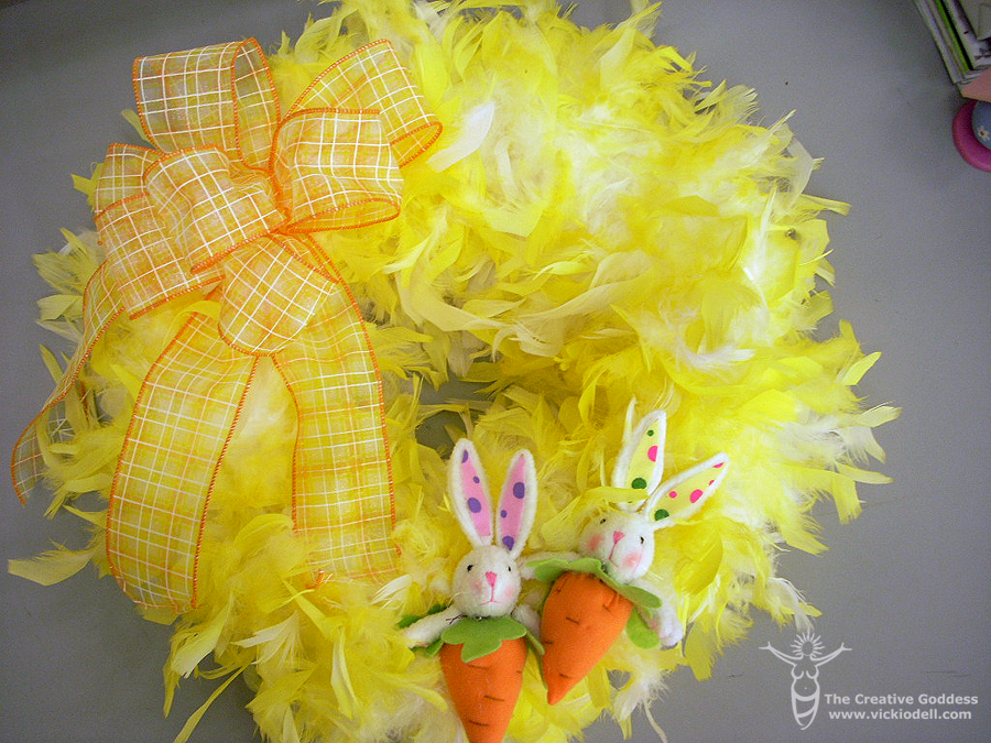 Easter Wreath with feathers and bunnies