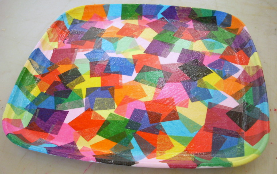Confetti Tray with Mod Podge and Tissue Paper