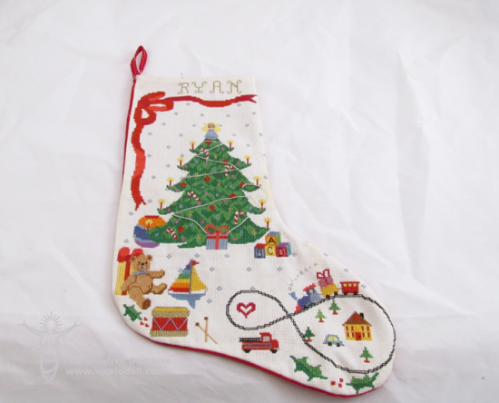 Cross Stitch Christmas Stocking Pattern HOLIDAY STUDY