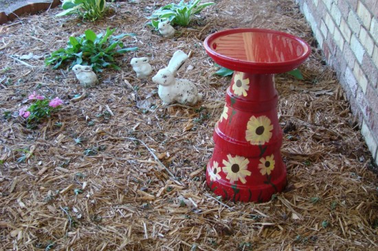 Clay Pot Bird Bath 