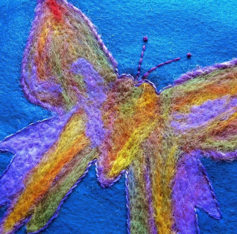 needle felted butterfly variegated roving