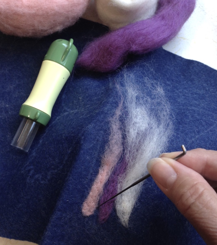 needle felting with single needle