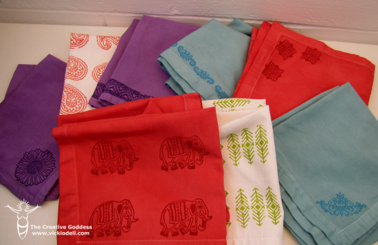 Dyed and Stamped Napkins