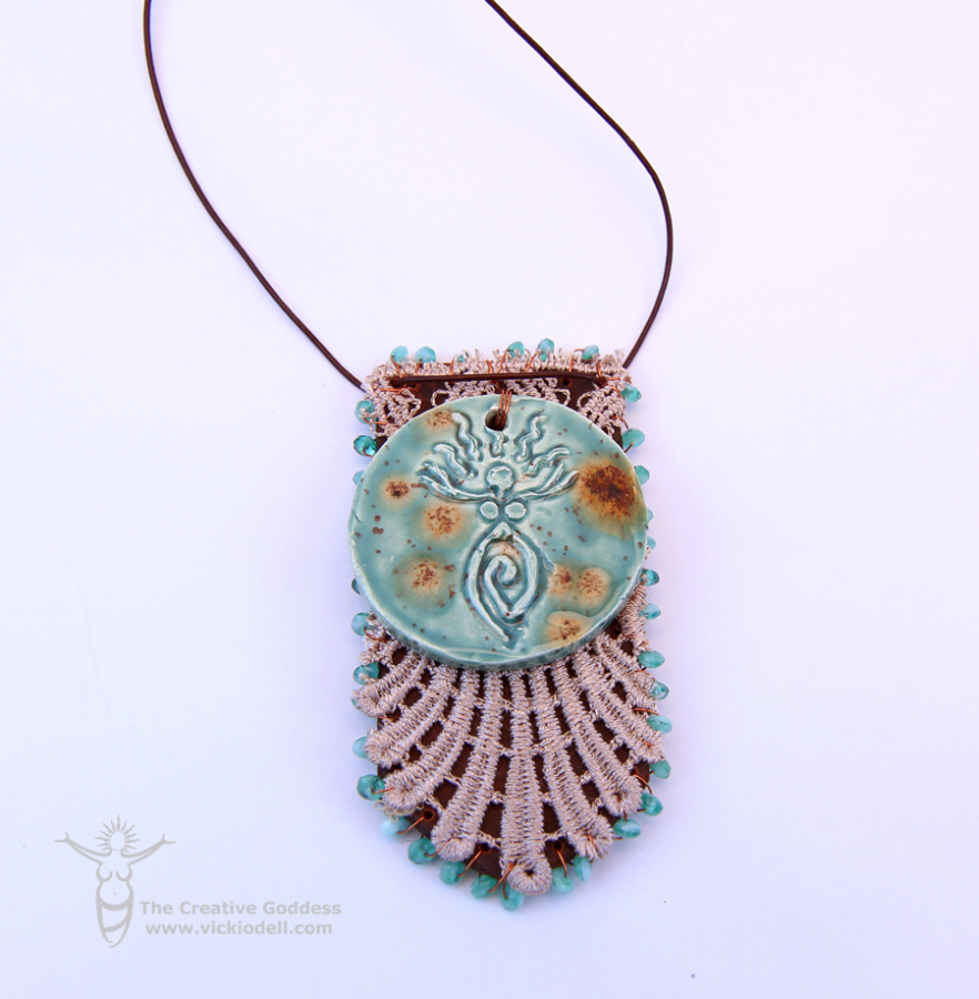 Leather and Lace Pendant - Vicki O'Dell... The Creative Goddess