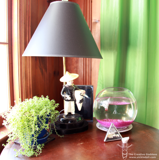 handmade lampshade, fish, creeping jenny