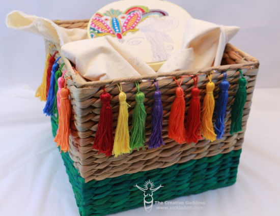 embroidery basket, sweet grass basket, FolkArt Ultra Dye