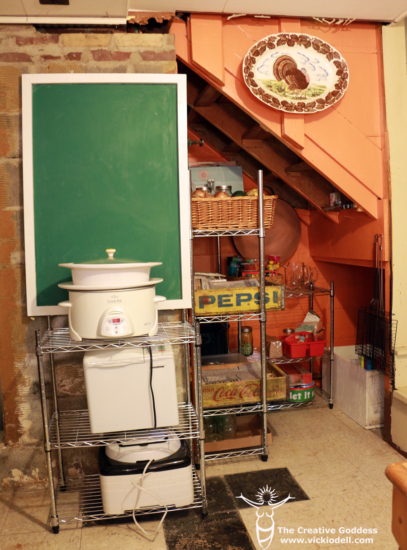 Small under-stairs root cellar