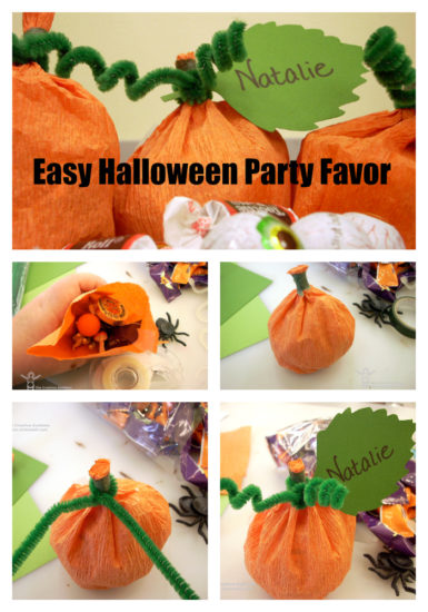 Halloween Crafts - Crepe Paper Pumpkin Treat Holders