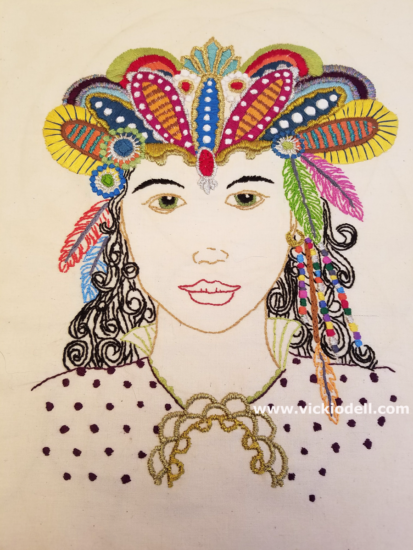 Embroidered Bohemian Woman Coloring Book Image 