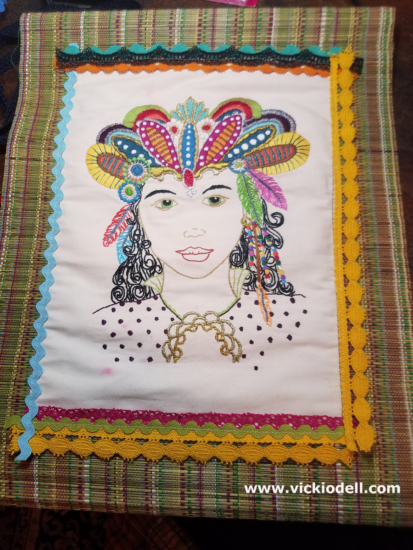 Embroidered Bohemian Woman Coloring Book Image 