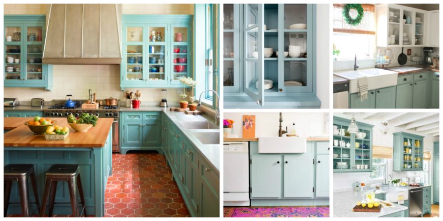 Aqua Kitchen Cabinet Inspiration • Vicki O'Dell